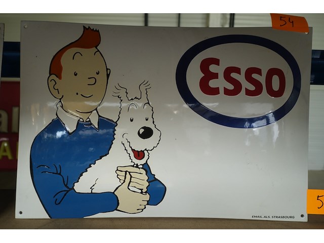 Emaille bord esso & kuifje ( tintin) - afbeelding 1 van  2