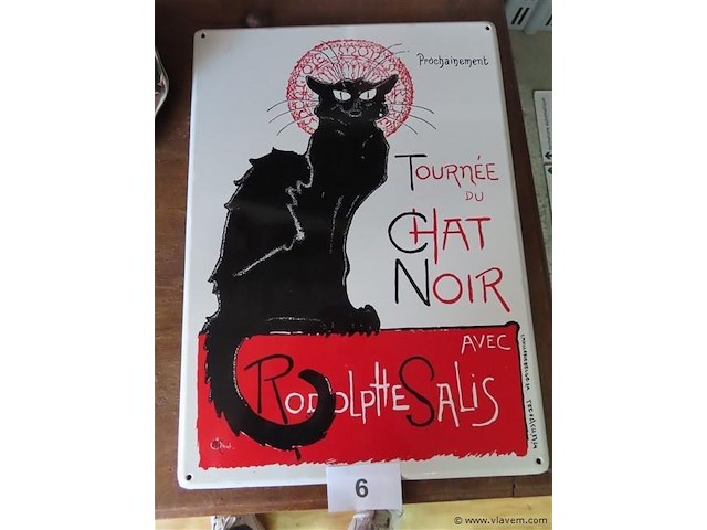 Emaille bord "tournée du chat noir" - afbeelding 1 van  4