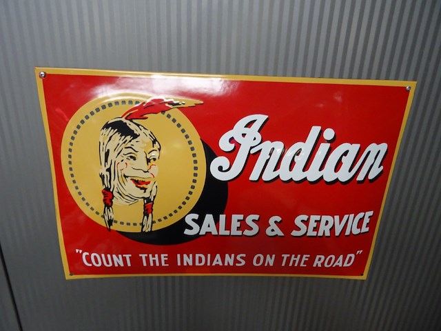 Emaille reclamebord indian sales & service - afbeelding 1 van  1