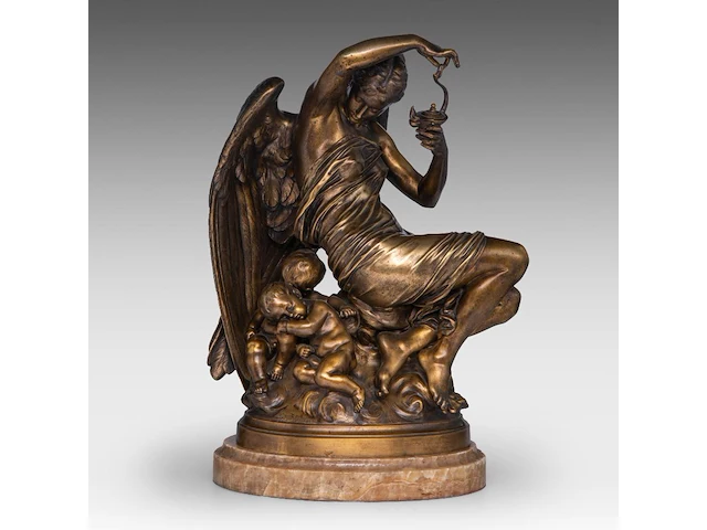 Émile andré boisseau (1842-1923), 'le crépuscule', patinated bronze on an onyx base, casted by thiebaut frères, paris the bronze: 42 cm. (16.53 in.), including the marble base: 46.5 cm. (18.30 in.) - afbeelding 1 van  10