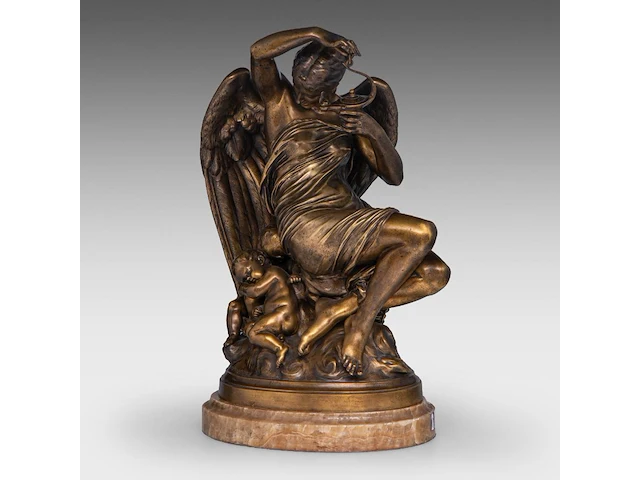 Émile andré boisseau (1842-1923), 'le crépuscule', patinated bronze on an onyx base, casted by thiebaut frères, paris the bronze: 42 cm. (16.53 in.), including the marble base: 46.5 cm. (18.30 in.) - afbeelding 3 van  10