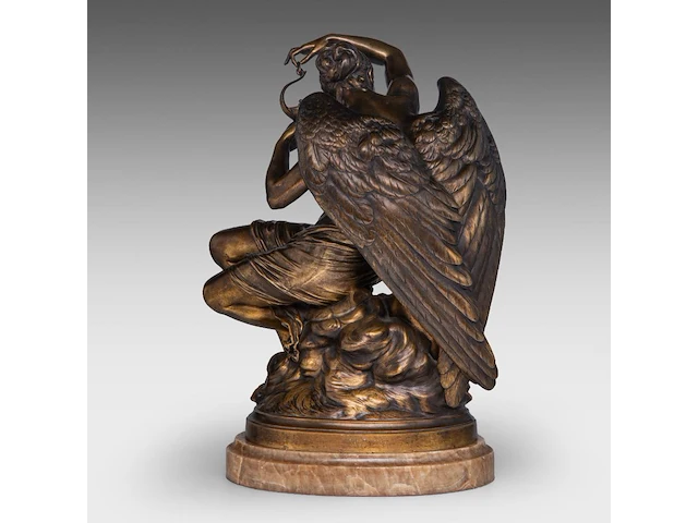 Émile andré boisseau (1842-1923), 'le crépuscule', patinated bronze on an onyx base, casted by thiebaut frères, paris the bronze: 42 cm. (16.53 in.), including the marble base: 46.5 cm. (18.30 in.) - afbeelding 5 van  10