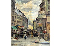 Émile baes - parijse straatscène - olie op doek - 70x60 cm - afbeelding 2 van  9