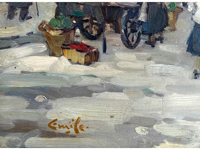 Émile baes - parijse straatscène - olie op doek - 70x60 cm - afbeelding 3 van  9