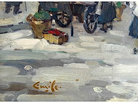 Émile baes - parijse straatscène - olie op doek - 70x60 cm - afbeelding 3 van  9