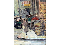 Émile baes - parijse straatscène - olie op doek - 70x60 cm - afbeelding 4 van  9