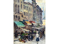 Émile baes - parijse straatscène - olie op doek - 70x60 cm - afbeelding 5 van  9
