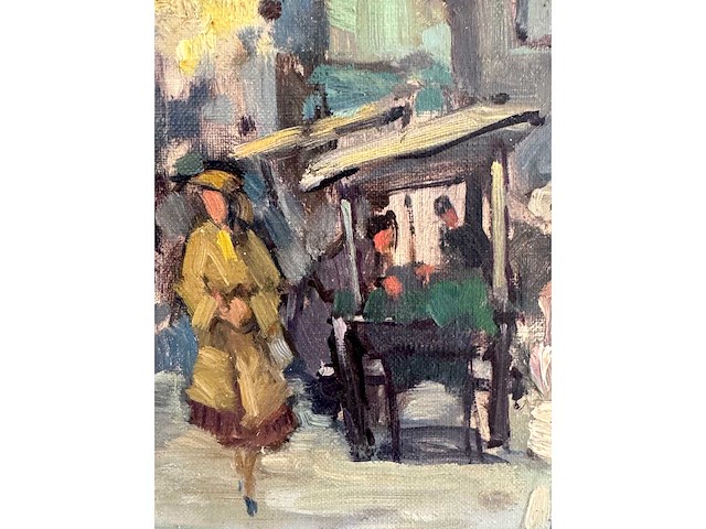 Émile baes - parijse straatscène - olie op doek - 70x60 cm - afbeelding 8 van  9
