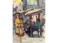 Émile baes - parijse straatscène - olie op doek - 70x60 cm - afbeelding 8 van  9