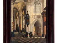Emile de cauwer (1828-1873), figures in a 17thc baroque church interior, 1855, oil on mahogany, 36.5 x 29.5 cm. (14.36 x 11.60 in.), frame: 48 x 40 cm. (18.89 x 15 3/4 in.) - afbeelding 2 van  5