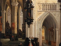 Emile de cauwer (1828-1873), figures in a 17thc baroque church interior, 1855, oil on mahogany, 36.5 x 29.5 cm. (14.36 x 11.60 in.), frame: 48 x 40 cm. (18.89 x 15 3/4 in.) - afbeelding 5 van  5