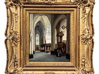 Emile de cauwer (1828-1873), interior of a church, 1853, oil on panel 27 x 23.5 cm. (10.63 x 9 1/4 in.), frame: 54 x 49 cm. (21.26 x 19.28 in.) - afbeelding 2 van  6