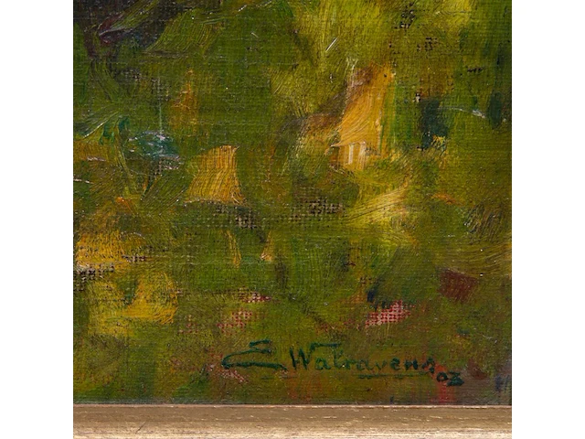 Emile walraevens (1879-1914), two boys sitting in the grass, 1903, oil on canvas 37 x 28 cm. (14.57 x 11.01 in.), frame: 50 x 58 cm. (19.67 x 22.82 in.) - afbeelding 4 van  6