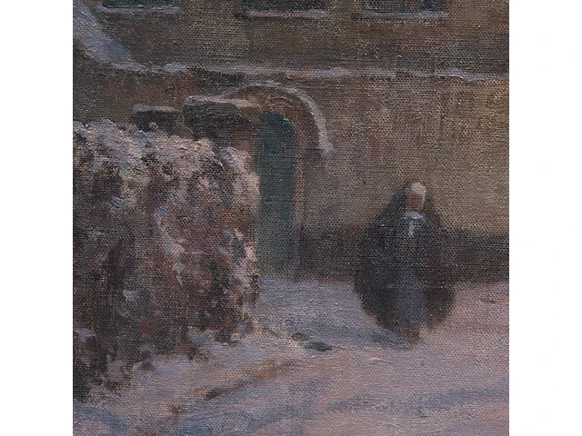Emmanuel viérin (1869-1954), evening view of a beguinage, oil on canvas 70 x 80 cm. (27.55 x 31 1/2 in.), frame: 73 x 83 cm. (28.73 x 32.67 in.) - afbeelding 5 van  6