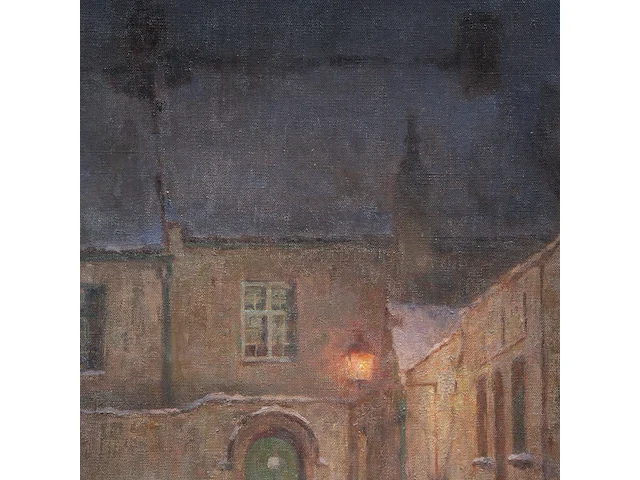 Emmanuel viérin (1869-1954), evening view of a beguinage, oil on canvas 70 x 80 cm. (27.55 x 31 1/2 in.), frame: 73 x 83 cm. (28.73 x 32.67 in.) - afbeelding 6 van  6