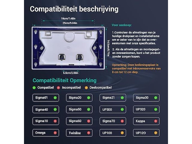 Empyreal wc bedieningsplaat zilvergrijs - afbeelding 4 van  4