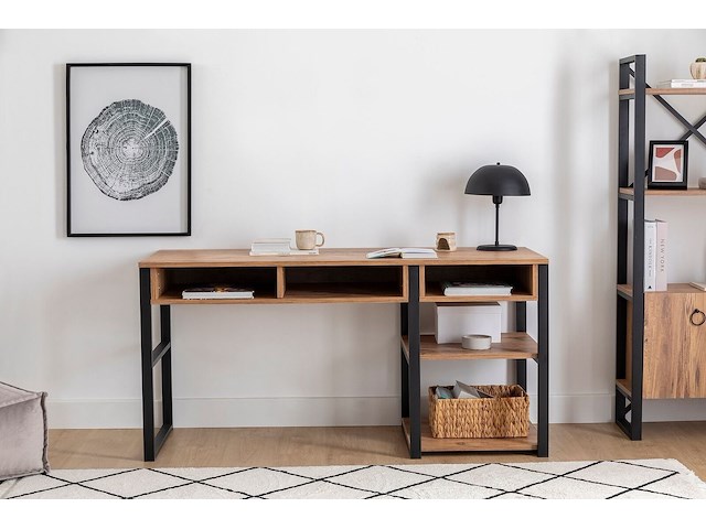 Emro bureau | 100% melamine | walnoot, zwart - afbeelding 1 van  5