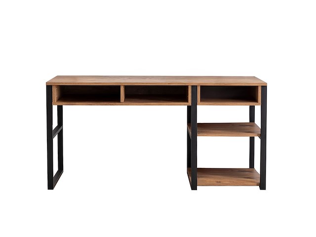 Emro bureau | 100% melamine | walnoot, zwart - afbeelding 2 van  5