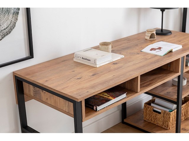 Emro bureau | 100% melamine | walnoot, zwart - afbeelding 4 van  5
