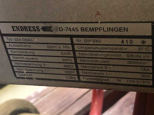 Endress noodstroomaggregaat - afbeelding 2 van  2