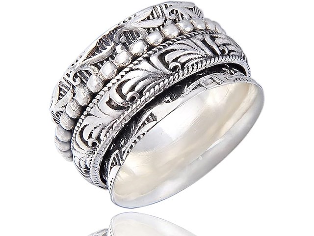 Energiesteen "danser" sterling zilveren meditatie spinner ring - afbeelding 1 van  5