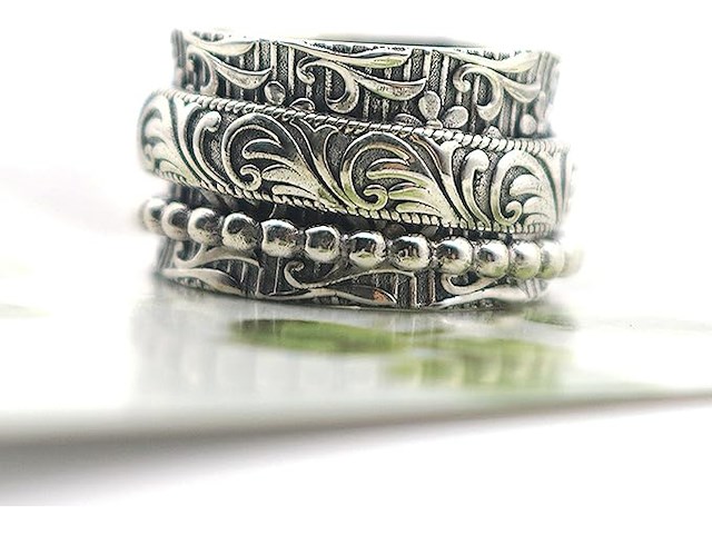 Energiesteen "danser" sterling zilveren meditatie spinner ring - afbeelding 2 van  5