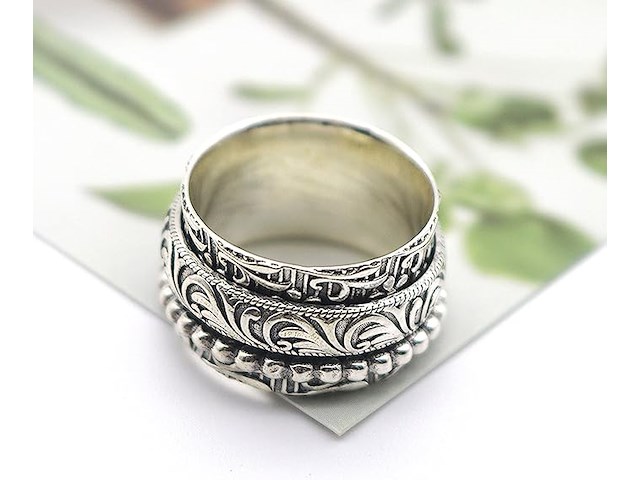 Energiesteen "danser" sterling zilveren meditatie spinner ring - afbeelding 3 van  5