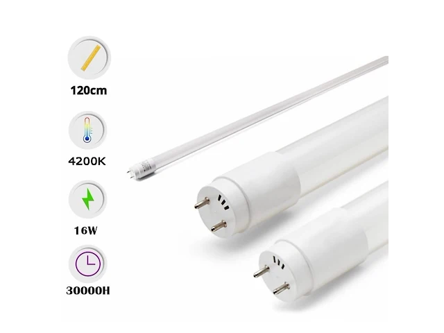 Energiezuinige t8 led buis – 16w – 4200k neutraal wit – tube-s (30 stuks) - afbeelding 4 van  4