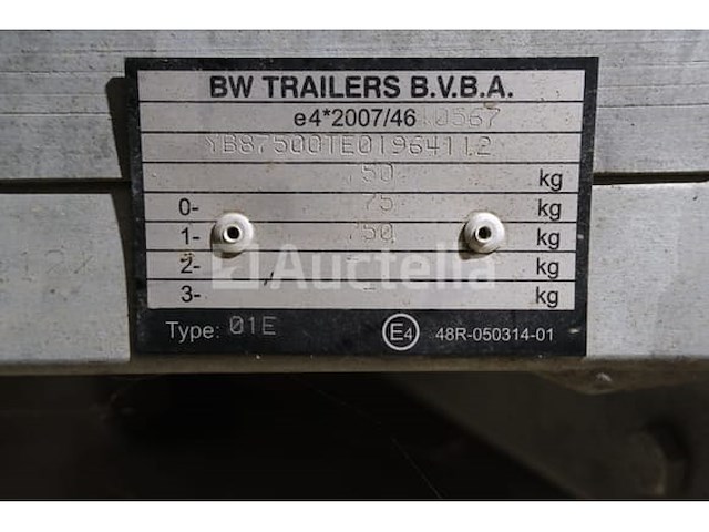 Enkelassige aanhanger 750 kg bw aanhangwagens 01e (yb87500te01964112) - afbeelding 12 van  15