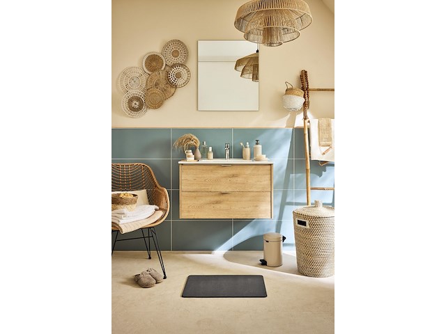 Enkele wastafelmeubel, 80 cm breed, eikenhouten look - afbeelding 2 van  3