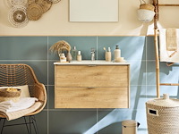 Enkele wastafelmeubel, 80 cm breed, eikenhouten look - afbeelding 2 van  3