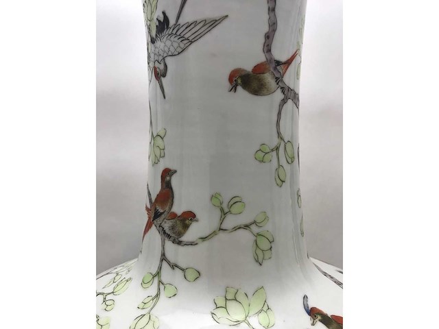 Enorm grote chinese bolvaas met vogels. 38cm diameter! gestempeld. - afbeelding 7 van  37