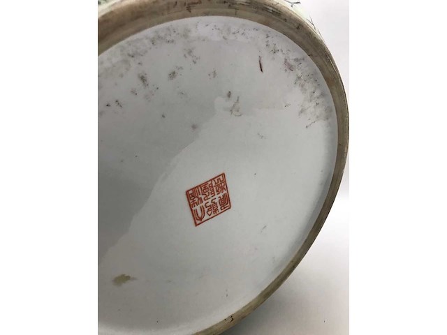 Enorm grote chinese bolvaas met vogels. 38cm diameter! gestempeld. - afbeelding 13 van  37