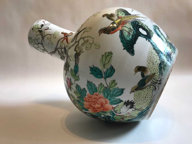 Enorm grote chinese bolvaas met vogels. 38cm diameter! gestempeld. - afbeelding 26 van  37