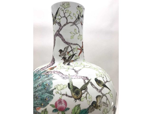 Enorm grote chinese bolvaas met vogels. 38cm diameter! gestempeld. - afbeelding 37 van  37