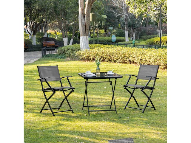 Ensemble de jardin pour 2 personnes pliant pour balcon 1 table+2 chaises - afbeelding 2 van  7