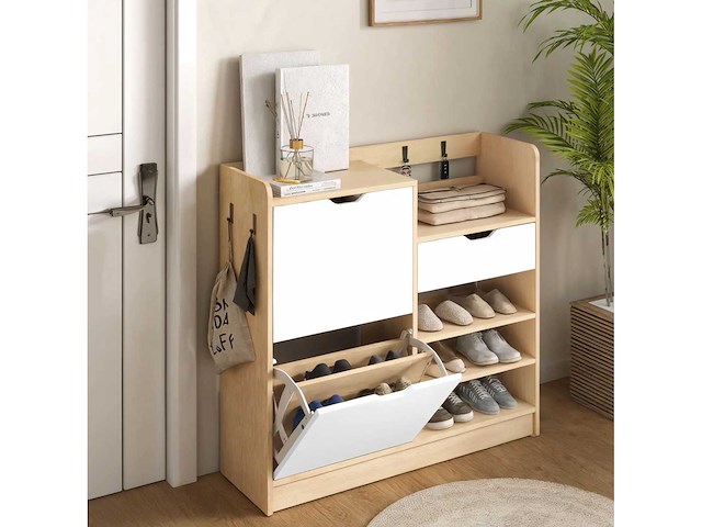 Entree-schoenenrek, schoenenkast met opvouwbare lades - afbeelding 2 van  7