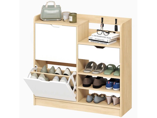 Entree-schoenenrek, schoenenkast met opvouwbare lades - afbeelding 3 van  7