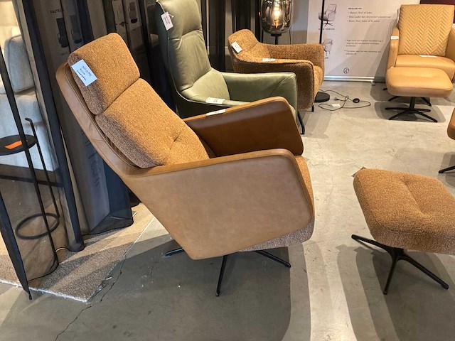 Enzo mistral cookie falster cognac relax zetel + voetbank - afbeelding 3 van  3