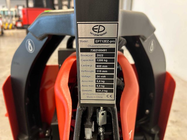 Ep equipment - 2022 - ept12 pro - elektrische palletwagen - afbeelding 4 van  6
