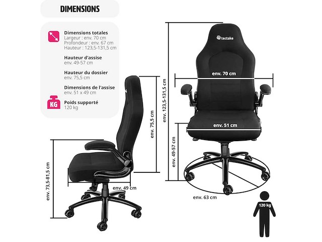 Ergonomische bureaustoel - noir - afbeelding 6 van  7