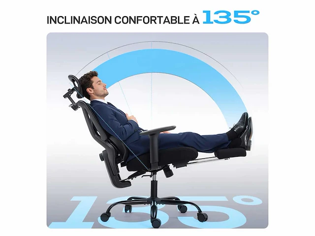 Ergonomische bureaustoel, bureaustoel met adaptieve dynamische lendensteun - afbeelding 5 van  5
