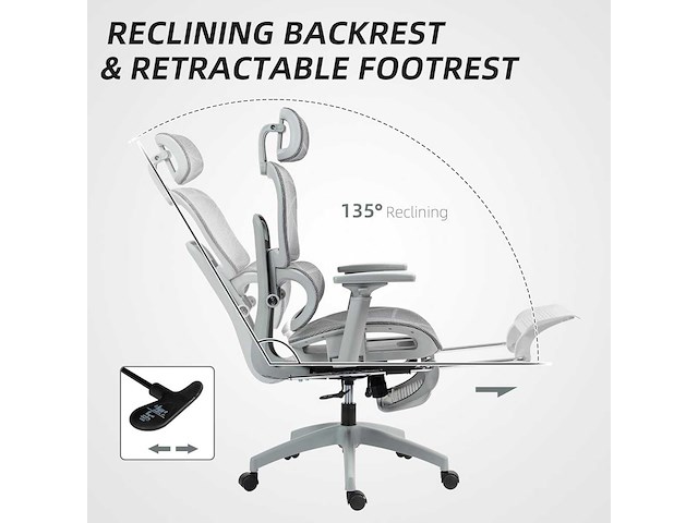 Ergonomische bureaustoel en voetsteun - afbeelding 6 van  9