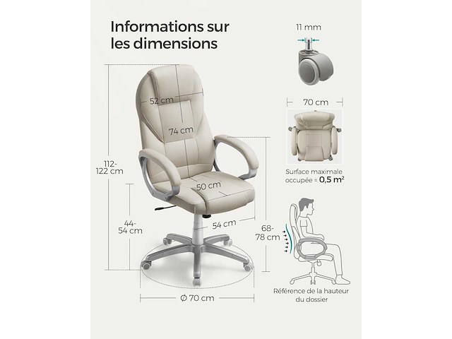 Ergonomische bureaustoel, gamingstoel - afbeelding 2 van  6