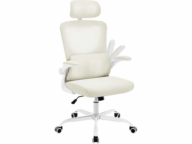 Ergonomische bureaustoel, mesh bureaustoel, beige - afbeelding 3 van  6