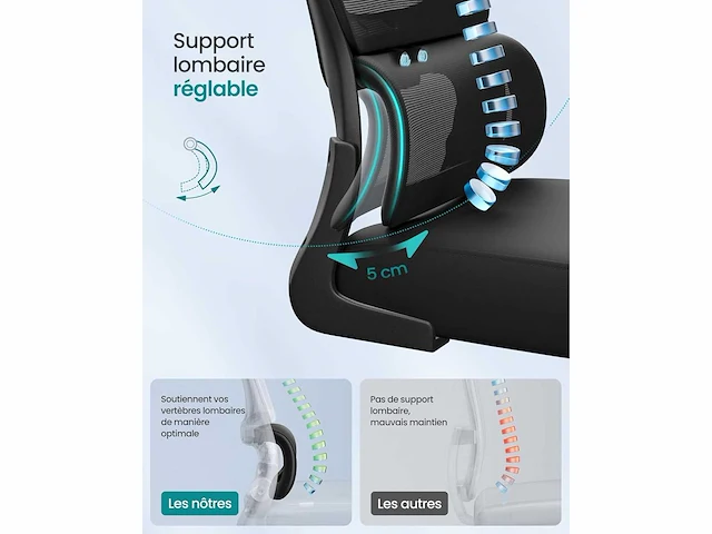 Ergonomische bureaustoel, meshstof - afbeelding 3 van  6
