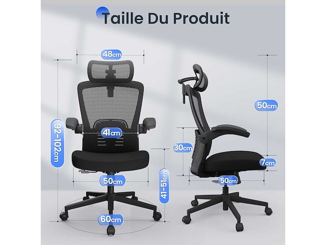Ergonomische bureaustoel met hoofdsteun - afbeelding 3 van  5