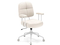Ergonomische draaibare bureaustoel met armleuningen en wielen, beige - afbeelding 1 van  5