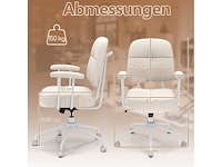 Ergonomische draaibare bureaustoel met armleuningen en wielen, beige - afbeelding 2 van  5