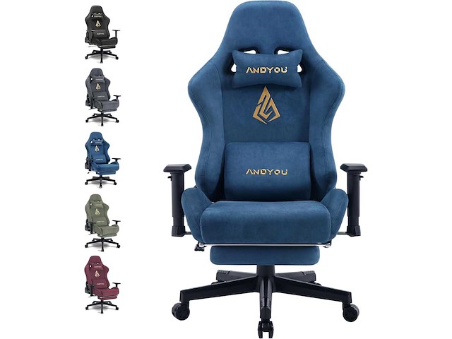 Ergonomische gamingstoel en gamingstoel met telescopisch voetsteunveerkussen - afbeelding 1 van  7